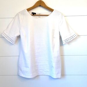 Talbots White Blouse with Lace Sleeves. Size mediumP.
